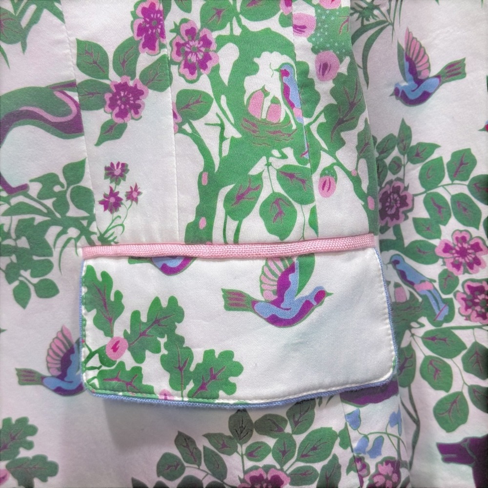 Susanne Spatt Salzburg Austrian Cotton Deer Bird Print Blazer Sz 42 - Picture 5 of 12